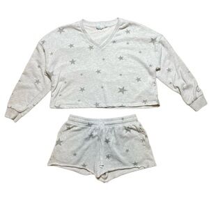 Hippie Rose Star Pajama Set Gray Women's Medium Lounge Celestial
